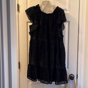 L Loft black velvet leopard print dress